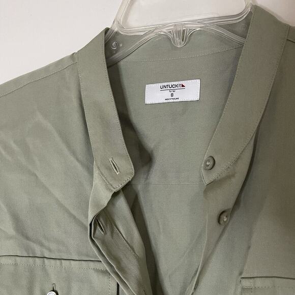 NWOT UNTUCKIT Olivia Sage green button front belted utility dress size US 8 - Picture 3 of 7